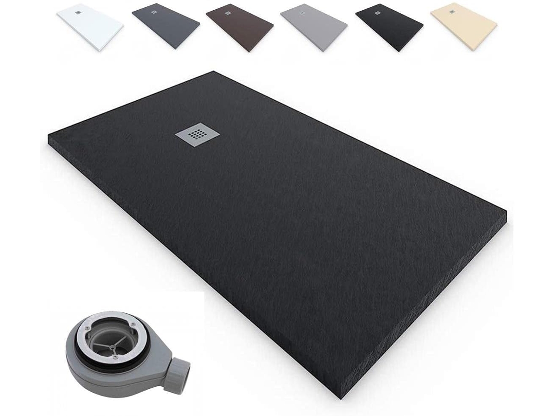 Base de Duche Resina Preto 80X80 Quadro Valvula ESTILOBAÑO