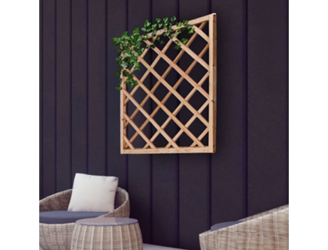 Tracy - Painel de treliça quadrado para áreas externas de 90x90 cm para plantas trepadeiras em madeira de cedro impregnada com carvalho natural