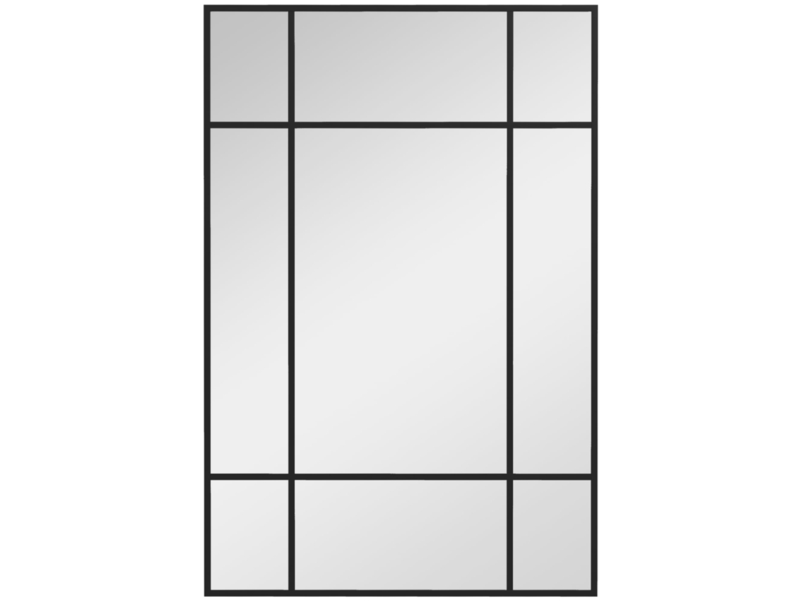 Espelho Parede Retangular 90x60 Moldura Metal Preto
