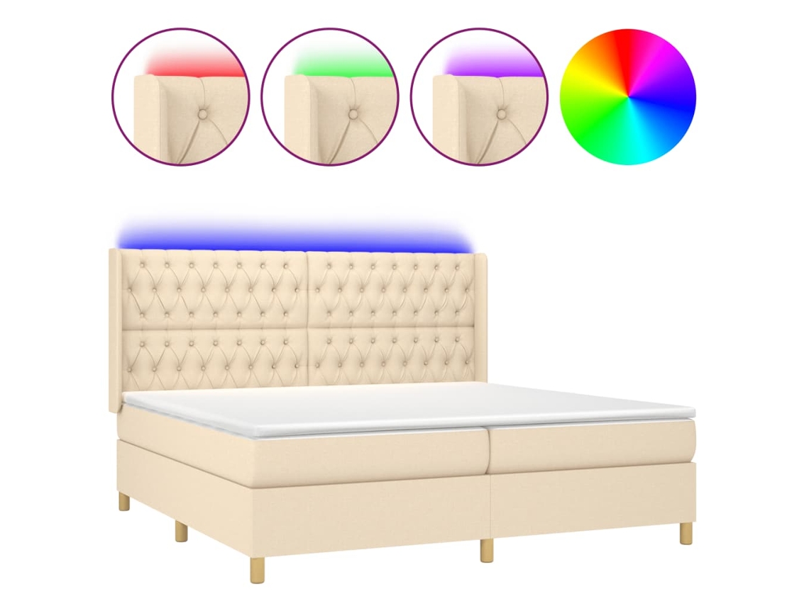 Box Spring Bed, Box Spring Beds Vidaxl Creme Tecido (200 X 200 Cm)