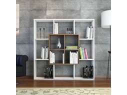 Estante de  Leef Bookcase HOMEMANIA (Branco, Nogueira-Cartão Revestido A Melamina, Pvc-136 X 22 X 136)