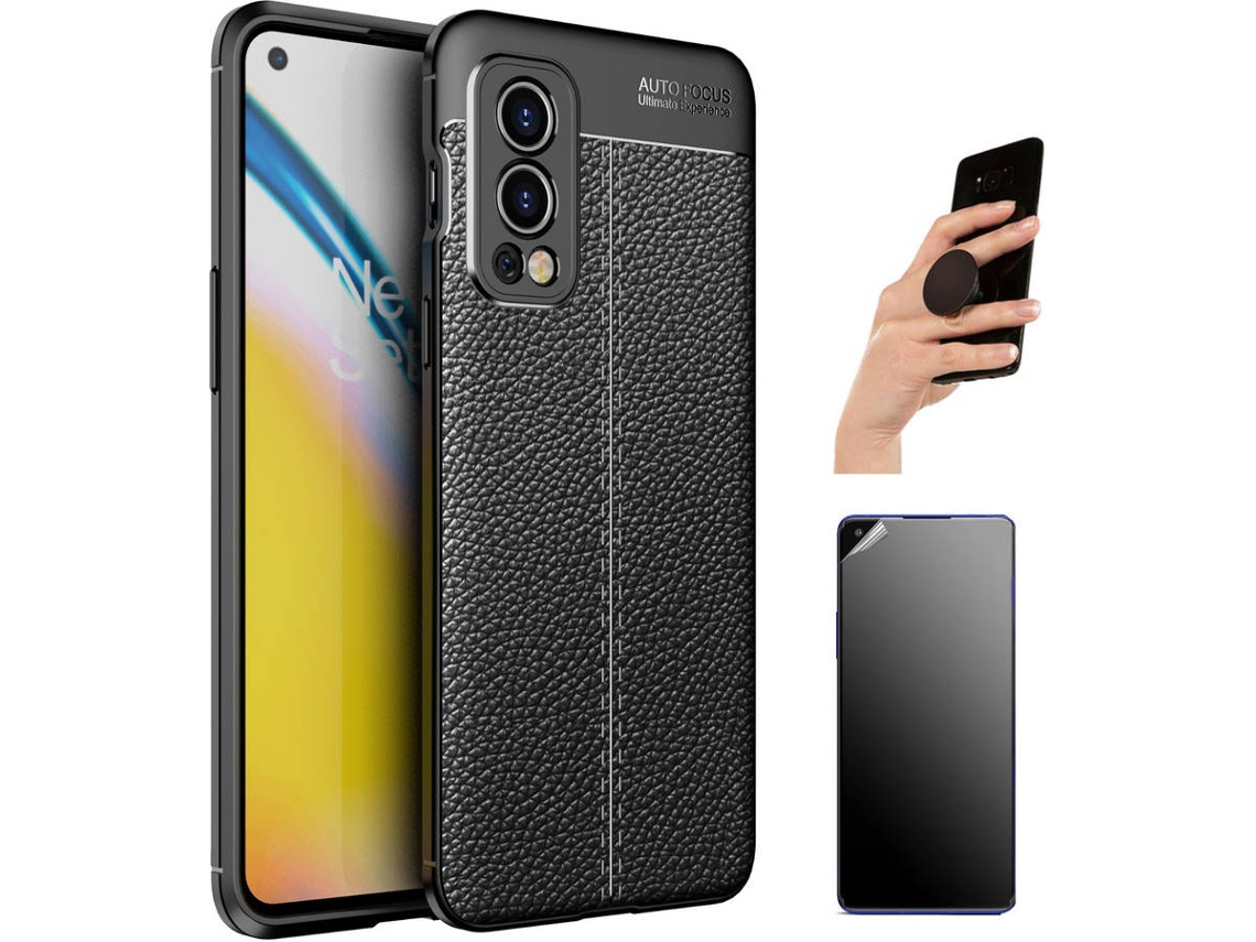 Kit Capa, Película e Popsocket Oneplus Nord 2 Rugged Leather 3520 Preto