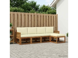 Vidaxl Conjunto De Sofás Para Exterior 5 Unid. Natural E Creme