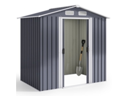 Abrigo de jardim metálico - Aço galvanizado - Cinza - 2 portas de correr - 2,19 m2