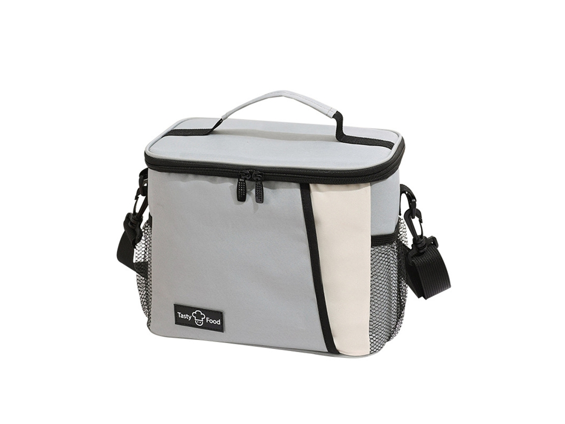 (cinza) Bolsa Térmica Grande Reutilizável Para O Almoço, Com Alça De Ombro Ajustável, Feita De Tecido Oxford.