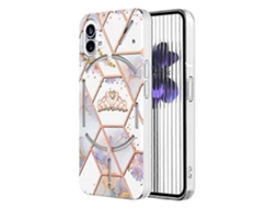 Capa De Celular For Nothing Phone 1 Em Tpu Com Estampa De Mármore E Flores, Acabamento Eletrogalvanizado.