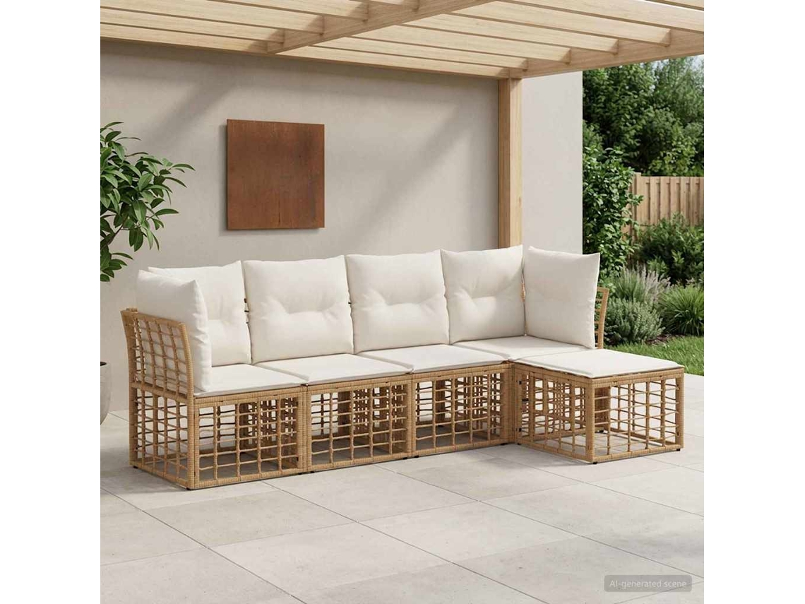 Vidaxl Conjunto De Sofás Para Exterior Natural Poliéster