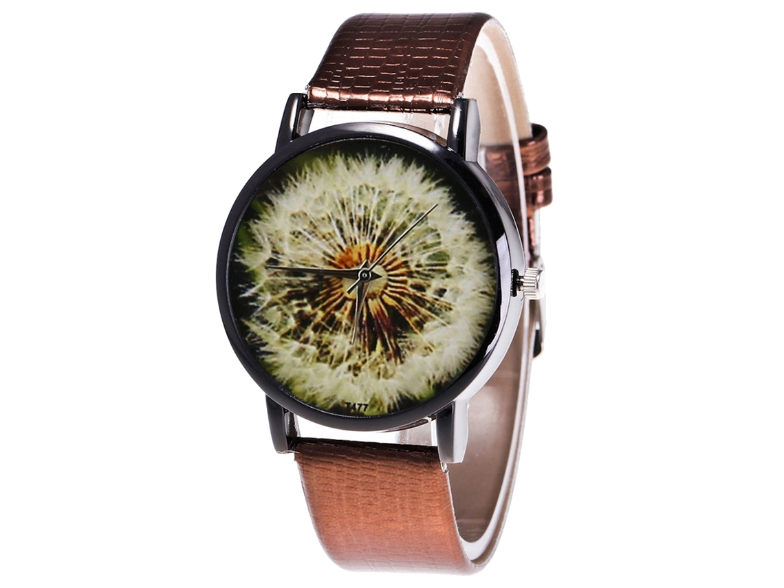 Reloj De Pulsera Unisex De Moda Con Correa De Cuero Pu, Dial Redondo, Cuarzo Café