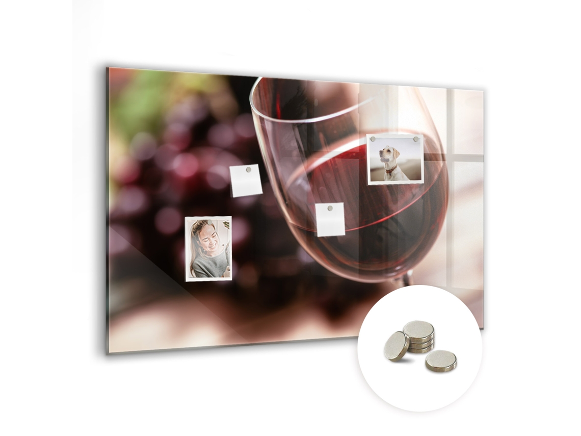 Quadro De Vidro Magnético Taça De Vinho Tinto Para O Quarto Das Crianças Espelharte (90x60 Cm)