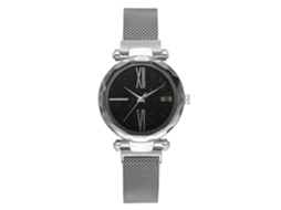 Relógio de Pulso Feminino de Liga com Pulseira de Malha Mostrador Redondo Quartz Prata