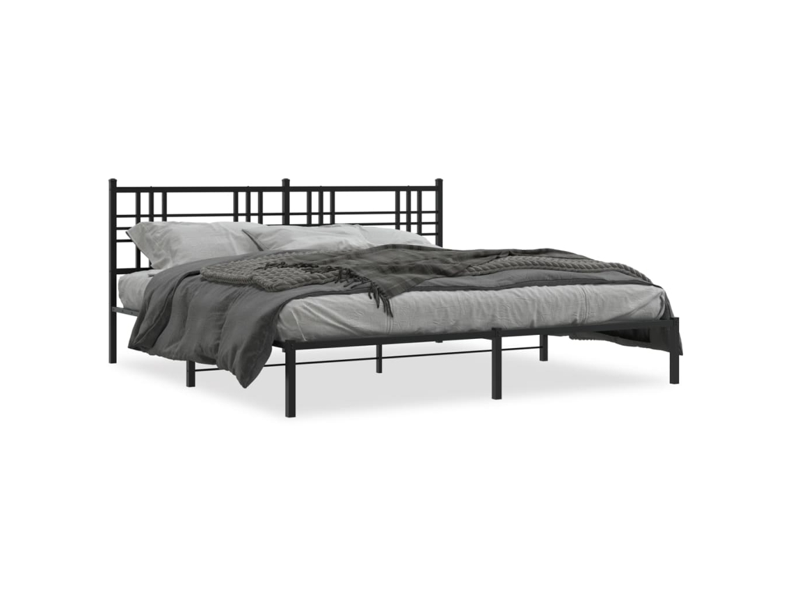 Bed Frame, Bed Frames Vidaxl Preto Aço (193 X 203 Cm)