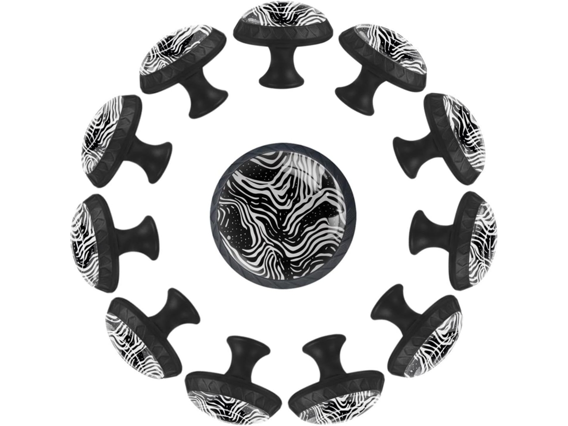 Conjunto De 12 Puxadores Vidro Com Estampa Abstrata Listras Líquidas Para Gavetas Cômoda, 3, 5x 2, 8cm 1, 37x 1, 10pol