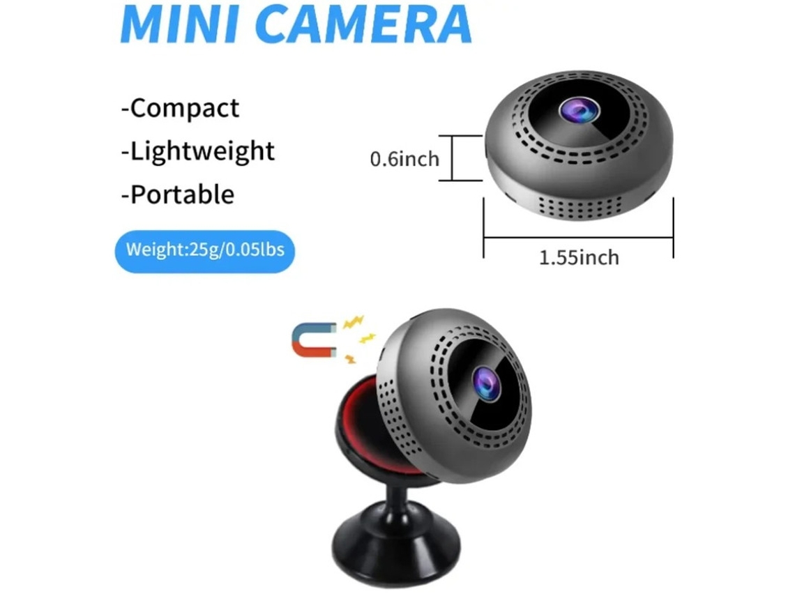 Mini câmera espiã Wi-Fi, câmera oculta sem fio 1080P, pequena câmera de segurança portátil com aplicativo para celular, preta Bestvite