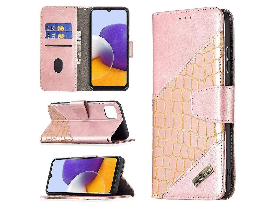 Capa De Couro Pu Com Textura De Crocodilo, Formato Flip Horizontal, Para Samsung Galaxy A22 5g, Com Carteira, Suporte E Compartimentos Para Cartões.