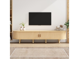 Móvel Para Tv De Sala Com Armazenamento Mesa Redonda Em Mdf 2 Gavetas, Capacidade 30 Kg, 175x40x42 Cm Estilo