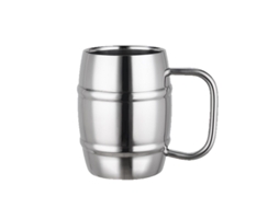 Caneca de Cerveja de Aço Inoxidável com Parede Dupla, 443 Ml , com Alça Resistente e Isolamento Térmico. PANOONA (15 Oz)