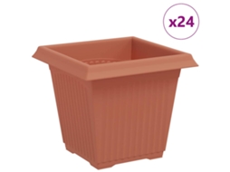 Conjunto 24 Vaso Moderno Vidaxl Vermelho Plástico (16 X 16 X 14 Cm)
