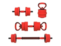Kit de pesos 4 em 1, 20kg, kettlebell, halteres, barra, apoio para flexões, vermelho | S/MARCA