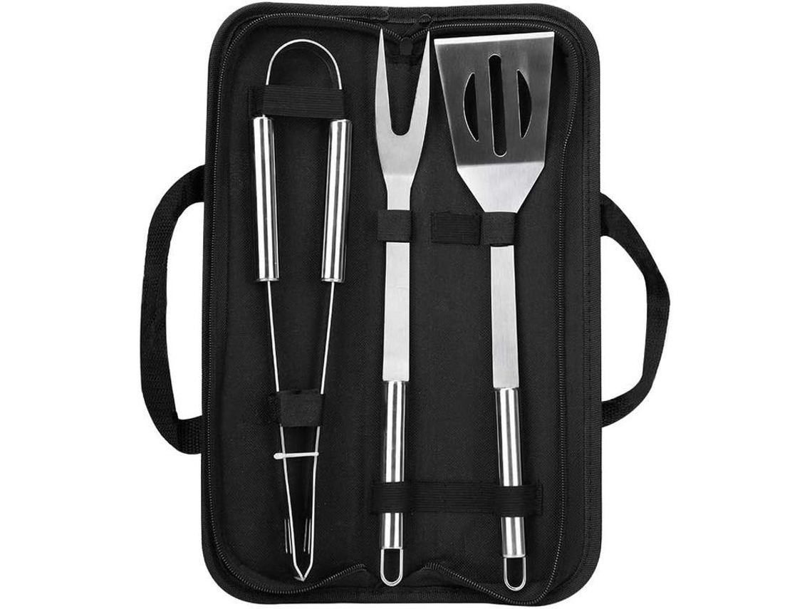 2026-conjunto De Acessórios Básicos Para Churrasco, 3 Peças Em Aço Inox Com Estojo Para Churrasco, Picnic E Camping
