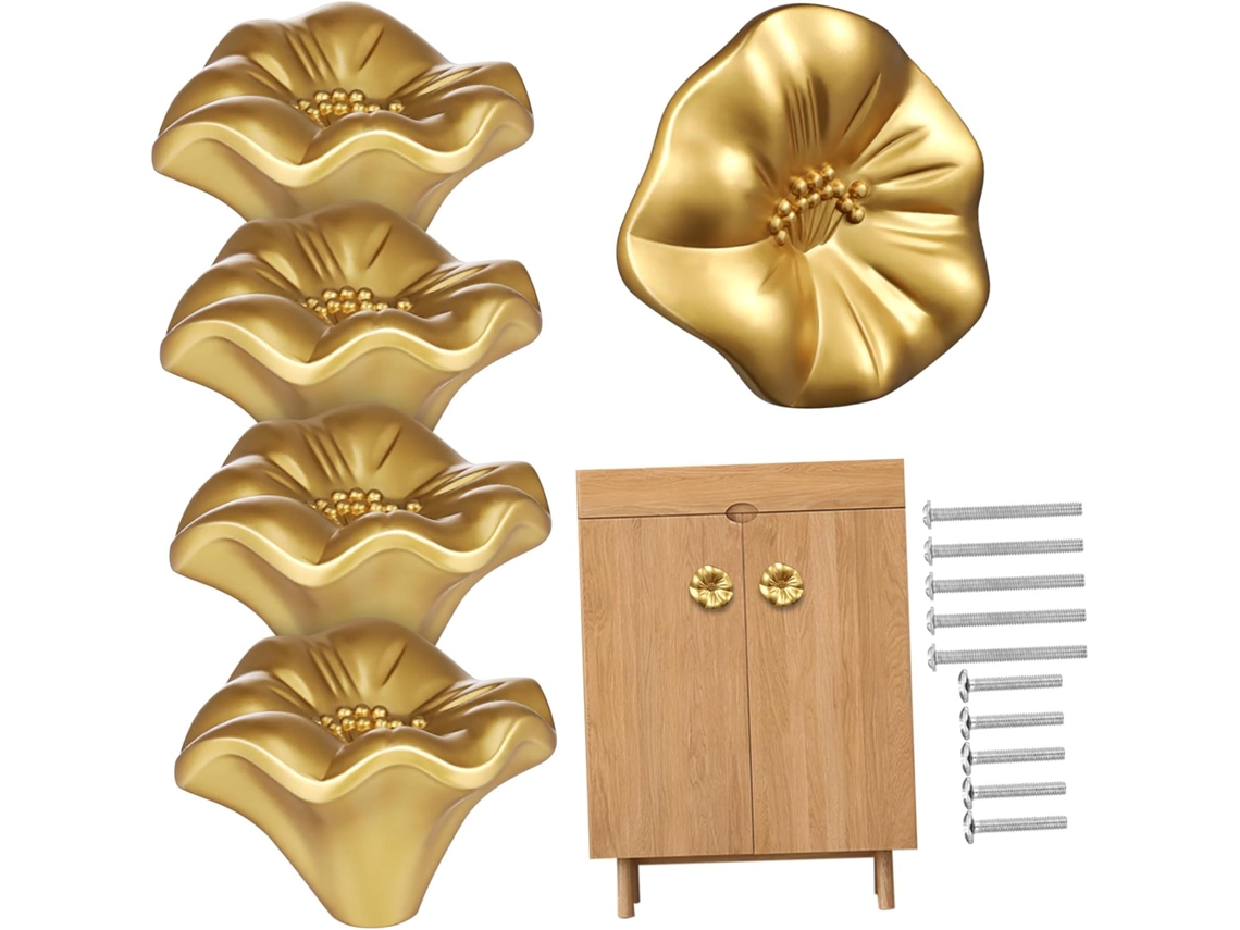 Homoyoyo Conjunto De 5-puxadores Elegantes Em Formato Flor Para Portas Armários, Fácil Instalação, Puxadores Para
