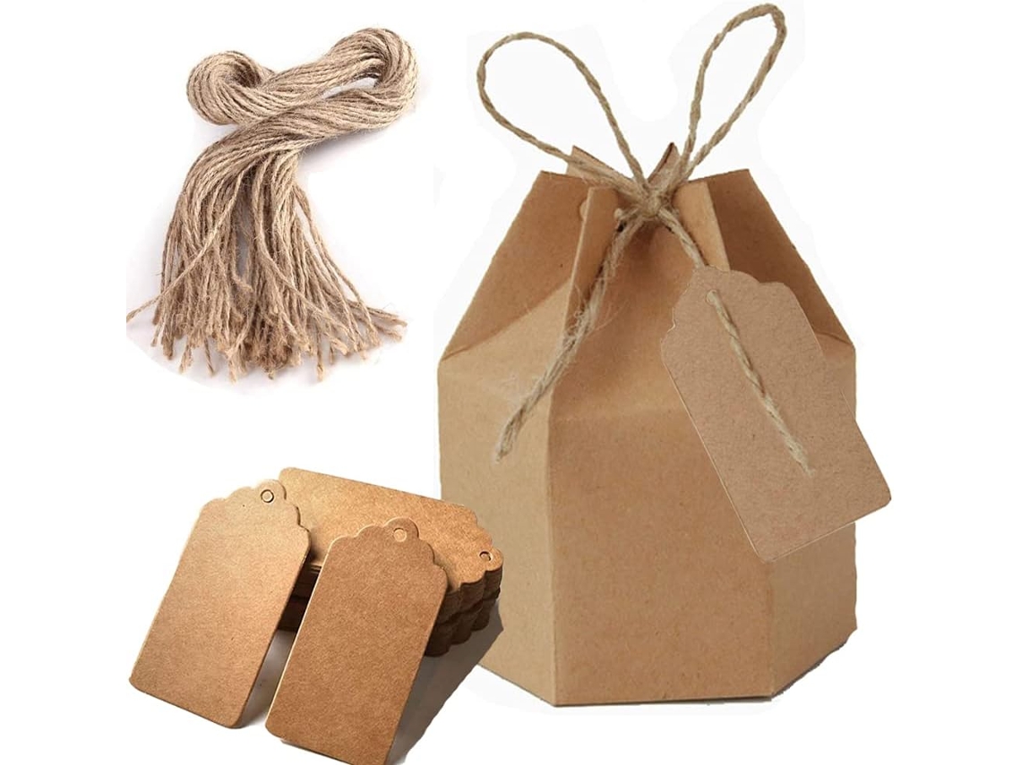 50 Caixas De Presente Kraft, Caixas De Presente Hexagonais Em Papel Kraft, Papelão Slowmoose