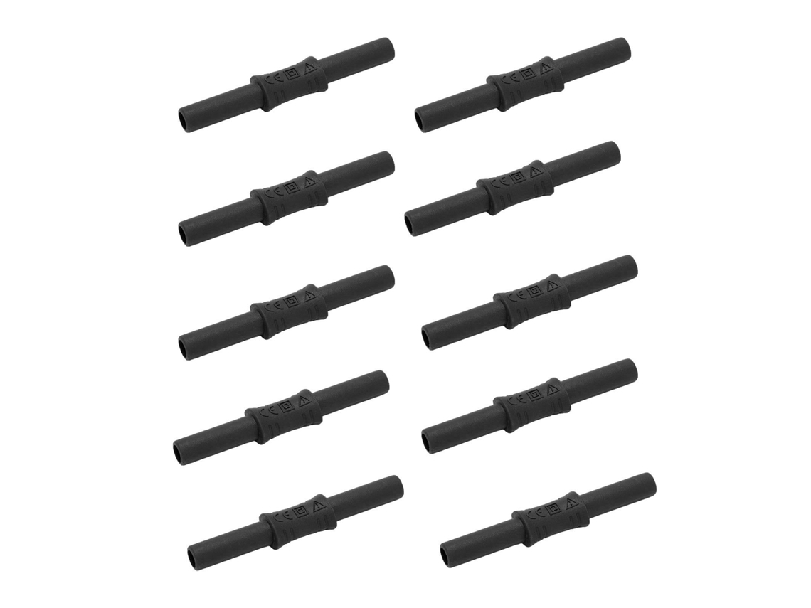 10pcs Conector Banana Macho Para Macho Isolado 4mm Extensor Preto