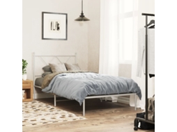 Vidaxl Estrutura De Cama Com Cabeceira 90x200 Cm Metal Branco
