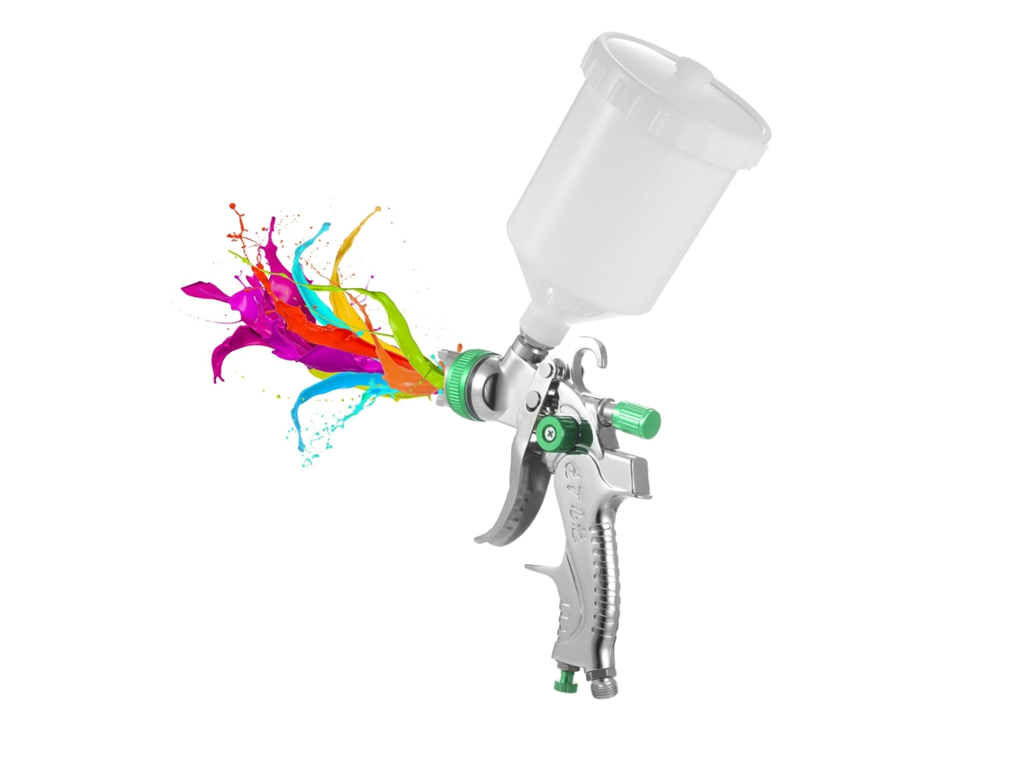 Pistola de Pintura Aérea Hvlp Gravidade com Copo 600ml Bicos 1.4/1.7/2.0mm para Carro Móveis Parede S/MARCA