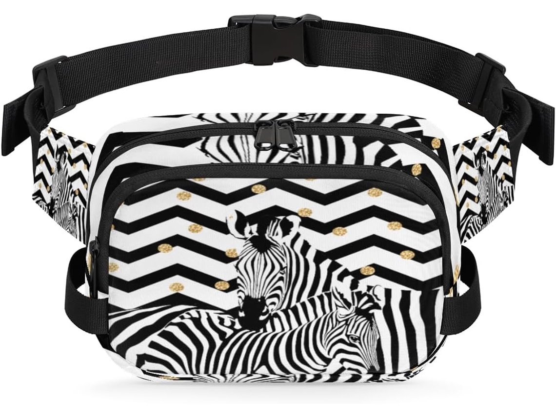 Pochete com Estampa de Zebra em Ziguezague para Mulheres 22 8 x 6 3 x 15 5 cm Design DIY à Prova d'Água S/MARCA