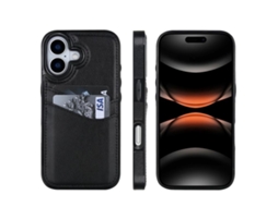 Capa De Couro Cor Lichia Para Iphone 17 Com Compartimento Para Cartão