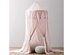 Canopy redondo cinza para cama infantil com mosquiteiro LINJOU