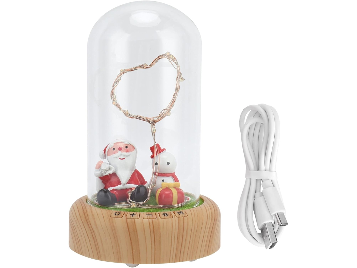 Luminária Noturna Usb Do Papai Noel Com Led, Alto-falante E Bateria