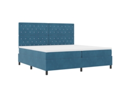 Colchão De Cama De Veludo Com Molas Pocket Vidaxl Azul Veludo (200x200 Cm)