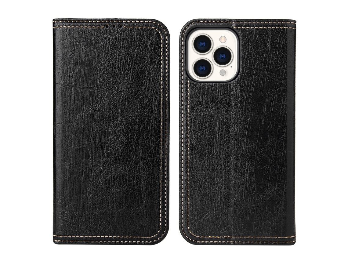 Capa Para Iphone 15 Pro Max Pele Sintética Preto