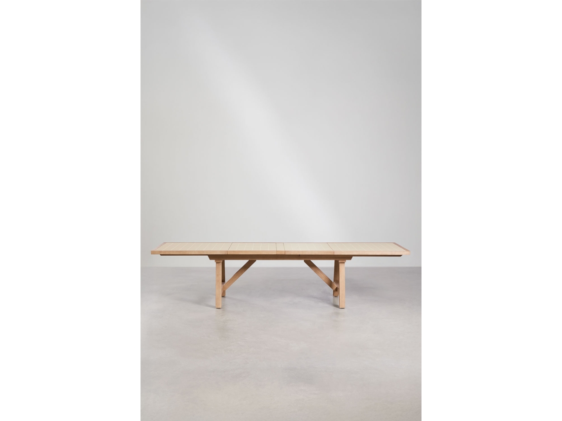 Sklum Mesa De Jantar Retangular Extensível 200-260-320x100 Cm Em Madeira De Acácia Dubai Madeira De Acácia Tapioca Bege