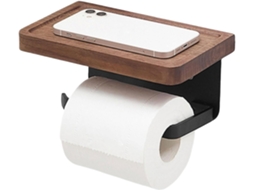Suporte De Parede Para Papel Higiênico Em Aço Inoxidável Preto Com Porta Celular