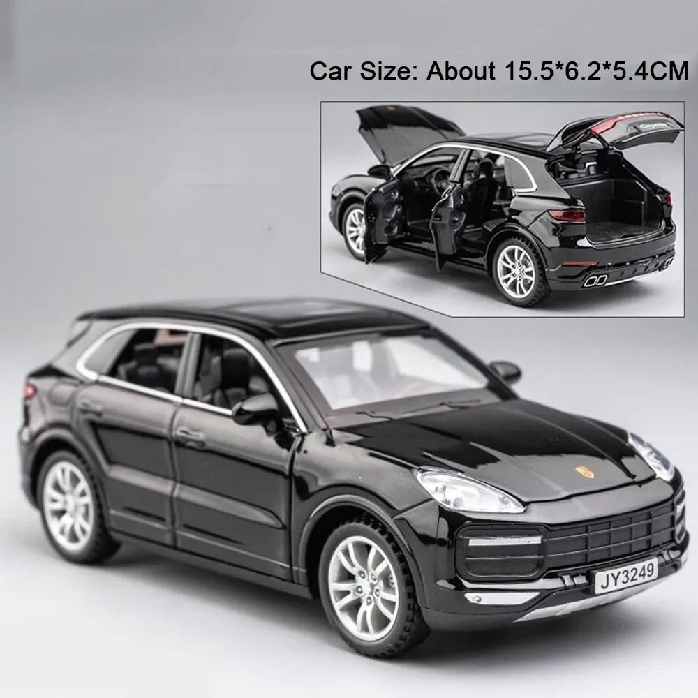(cayenne Black) Miniatura De Carro Esportivo Em Escala 1:32, Com Portas Que Abrem, Luzes E Efeitos Sonoros, Item De Colecionador.