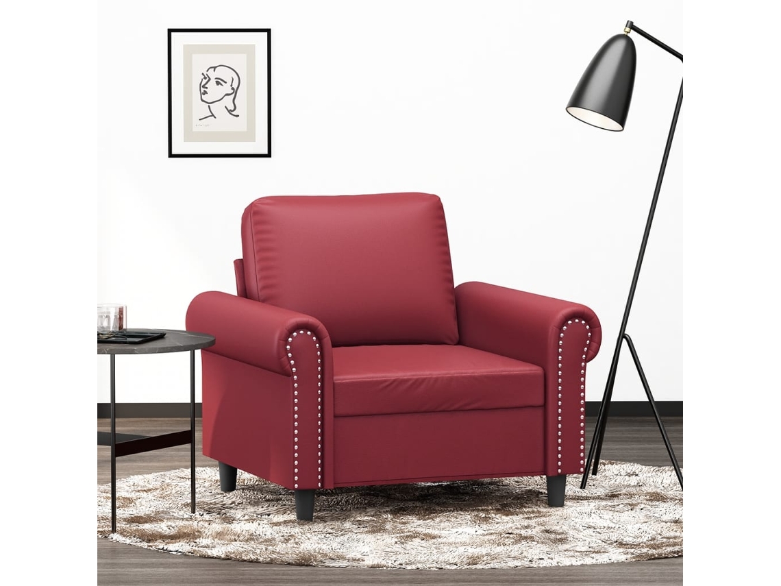 Poltrona De Sala | Cadeira | Poltrona 60 Cm Couro Artificial Vermelho Tinto Wsd317176 Lovely Home