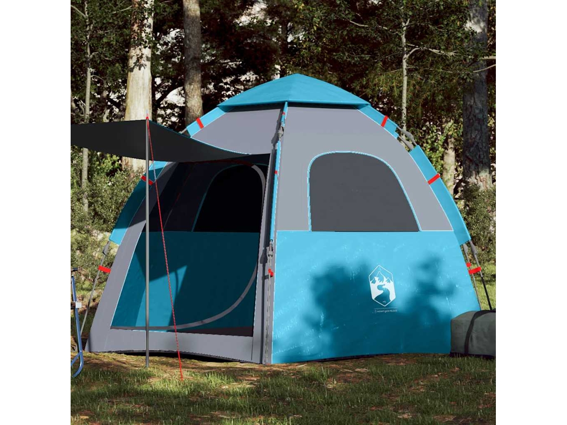 Vidaxl Tenda De Campismo Cabana Para 4 Pessoas Libertação Rápida Azul