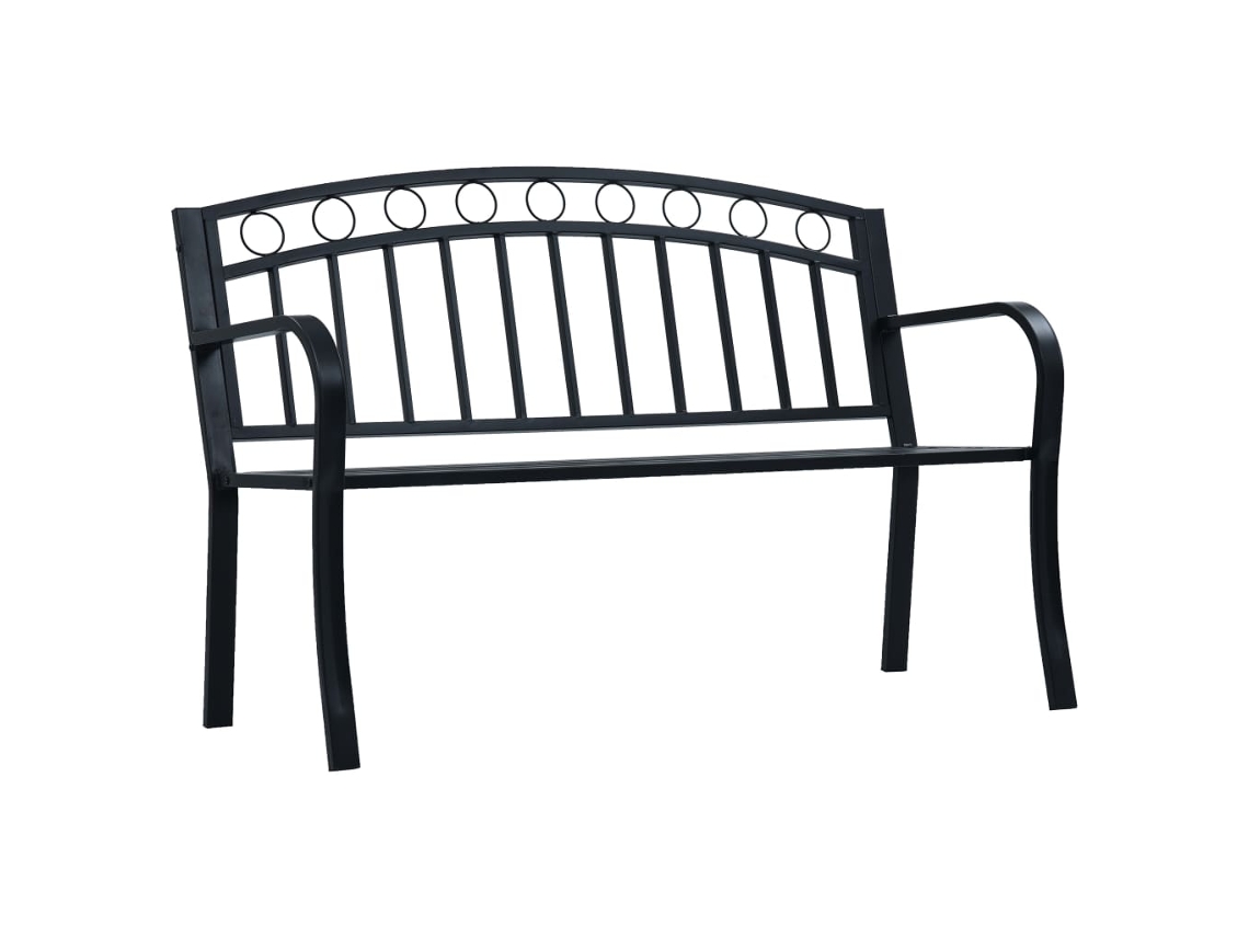 Vidaxl Banco Jardim 125 Cm Aço Preto