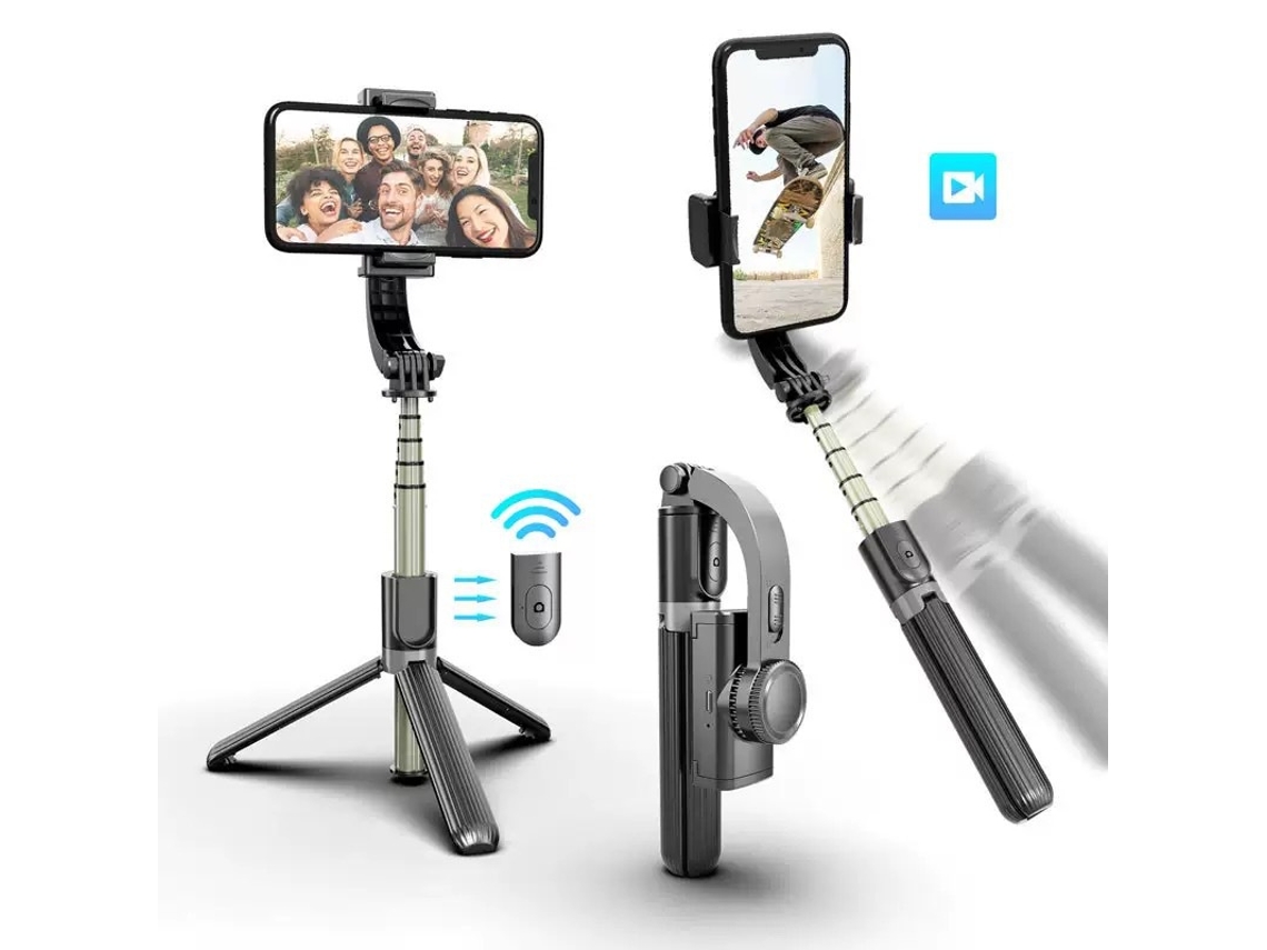 Estabilizador De Imagem Para Smartphone Com 1 Eixo, Bastão De Selfie, Tripé, Controle Remoto E Rotação De 360° (preto)