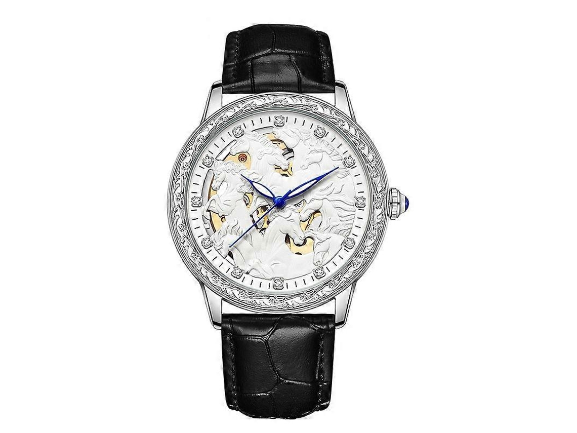 Relógio Mecânico Sanda 7011 Com Pulseira De Couro, Luminoso E À Prova D'água