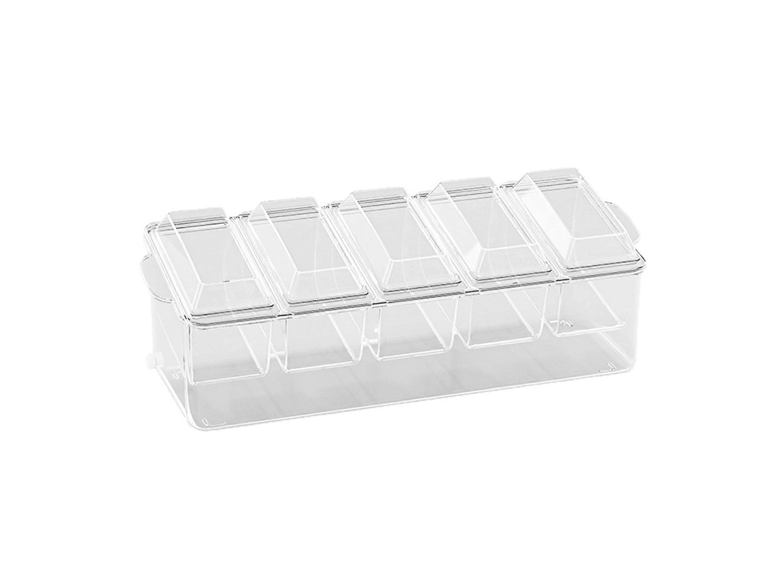 Recipiente Refrigerado Para Condimentos Com 5 Compartimentos, Plástico Pet Livre De Bpa, Removíveis Com Tampas, Festas E Piqueniques