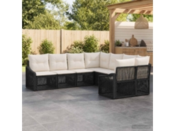 Vidaxl Conjunto De Sofá De Jardim 8 Unid. 8-número De Lugares Preto