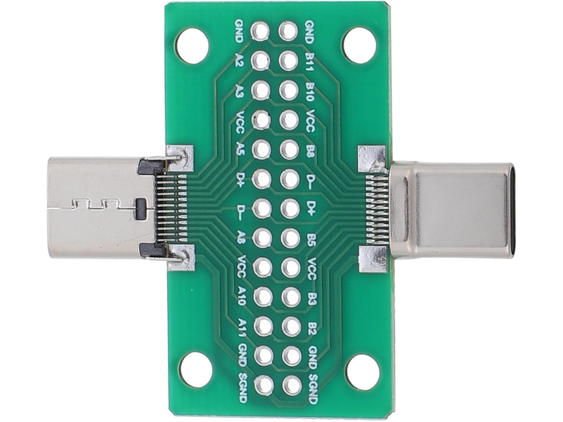 Placa De Teste Usb-c De Dupla Face Com 24 Pinos E Conectores Usb 3.1 Macho E Fêmea.