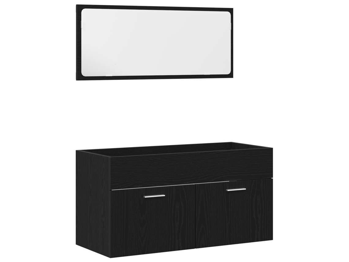 Conjunto 2 Móveis De Banheiro Vidaxl Preto Derivados De Madeira (90 X 38,5 X 46 Cm)