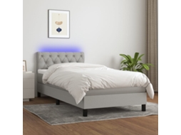 Vidaxl Cama Box Spring C/ Colchão E Led 80x200 Cm Tecido Cinza-claro