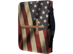 Capa Bíblia Coheali Em Couro Sintético Com Estampa Da Bandeira Americana, Bolsa Organizadora Com Bolso Zíper E Alça