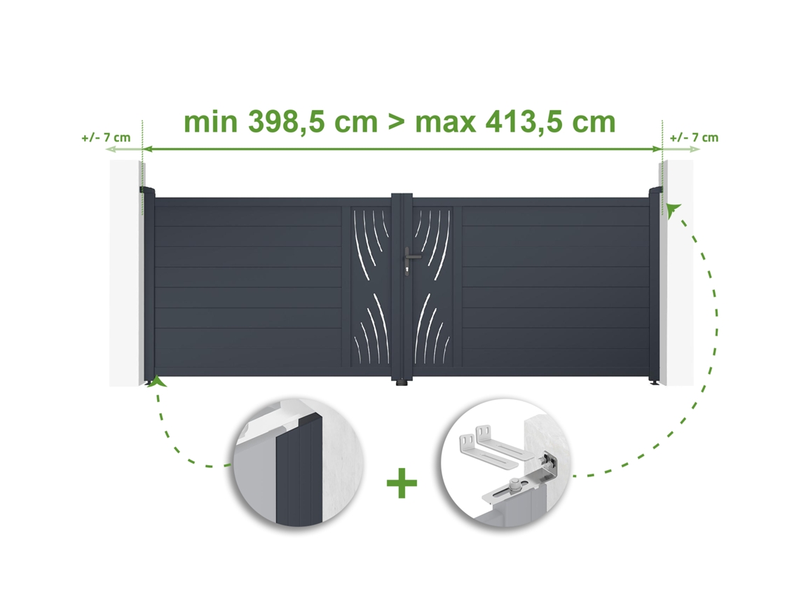Portão Basculante Ajustável Com Largura De 4m Veleta H.140cm Alumínio Cinza Casanoov