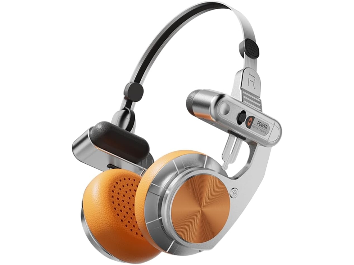 Fones De Ouvido Retrô Hi Fi Sem Fio Bluetooth Supra Auriculares Com Design Dobrável E Cancelamento Ruído, Cor Laranja